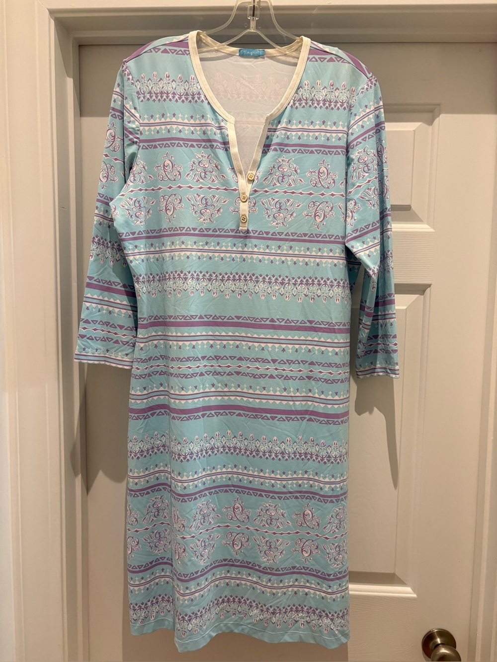 J. McLaughlin Light Blue & Lavender Henley Dress